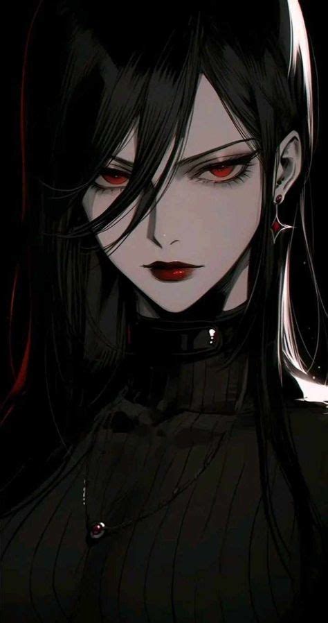 female anime characters  black hair  red eyes