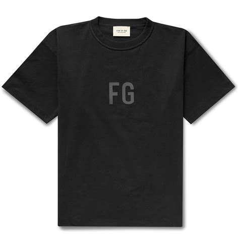 Fear Of God Logo Print Cotton Jersey T Shirt Black Fear Of God