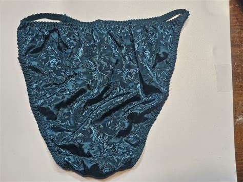 Vintage 90s Bikini Panties Green Floral Satin Floral Gem