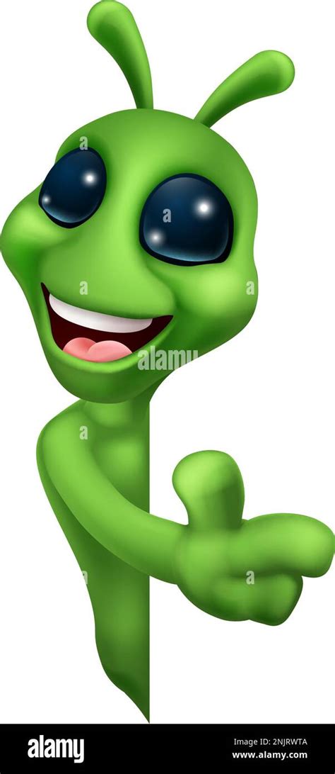 Alien Cute Little Green Man Martian Cartoon Mascot Stock Vector Image ...