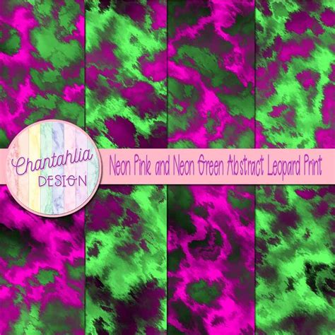 Free Neon Pink And Free Neon Green Digital Papers With Abstract Leopard