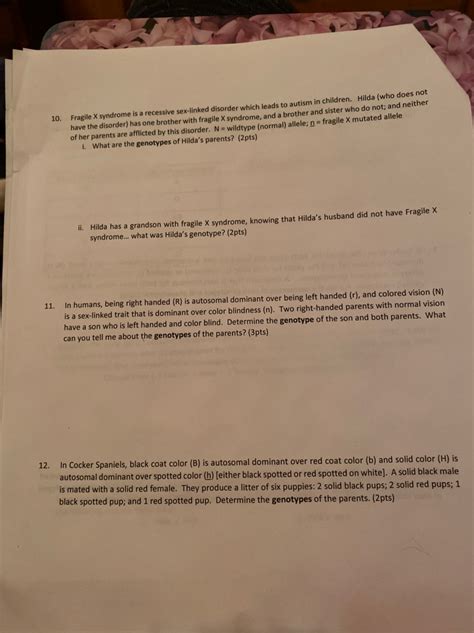 Solved Fragile X Syndrome Is A Recessive Sex Linked Chegg