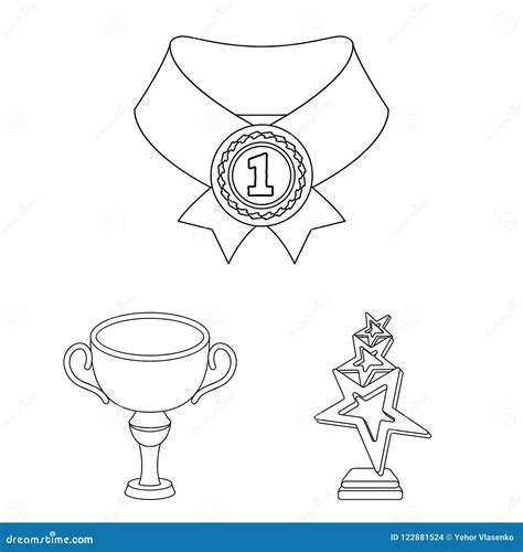 Awards And Trophies Outline Icons In Set Collection For Design Reward And Achievement Vector