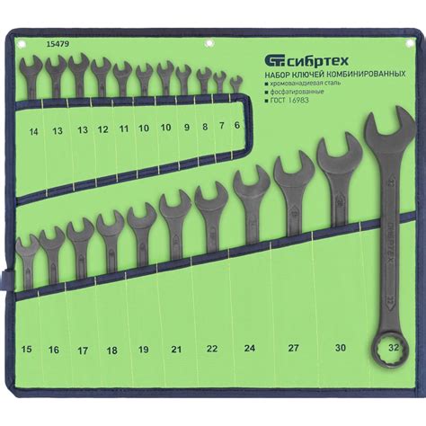 Набор ключей комбинированных СИБРТЕХ 6 - 32 мм, 22 шт., CrV ...