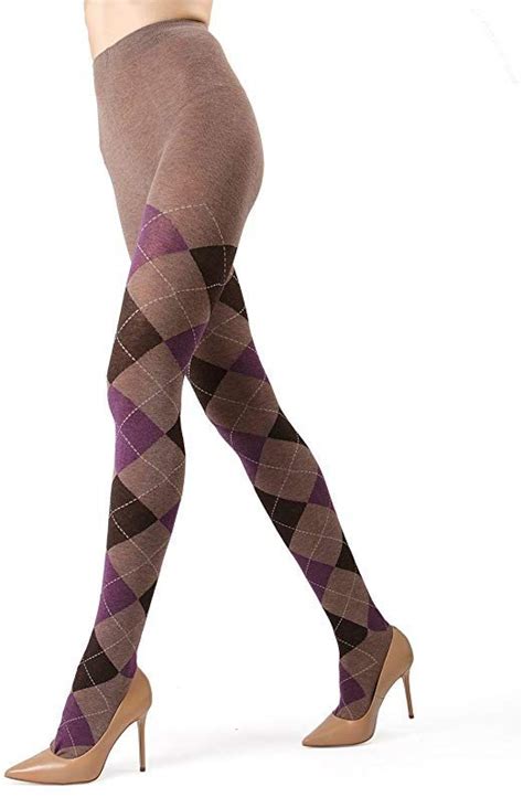 Memoi Classic Argyle Cotton Tights For Women Cozy Sweater Tights Warm
