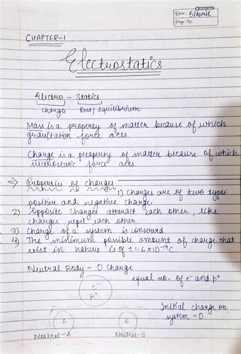 Class 12 Physics Ch Electrostatics Handwritten Notes Neet Ques Shop