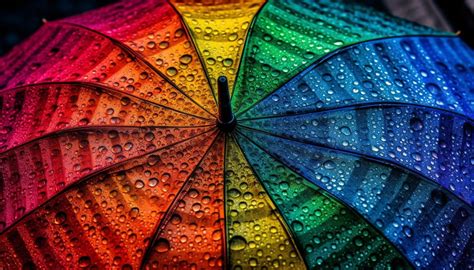 Фото: капли, rain, зонт, rainbow, colorful, дождь, текстура