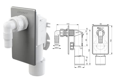 Сифон для стиральной машины под штукатурку хромированный Alcaplast APS3