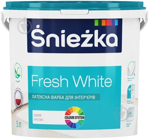 ᐉ Фарба латексна водоемульсійна Sniezka Fresh White мат білий 5 л 7 кг ...