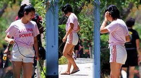 Camila Mendes Displays Her Latina Power While Out Taking Her Pooch For A Stroll In Los Angeles