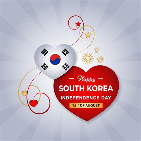 Premium Vector South Korea Heart Flag For Independence Day