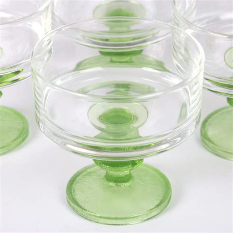 Set Of Six Green Vintage Sundae Dishes Grace Sisters