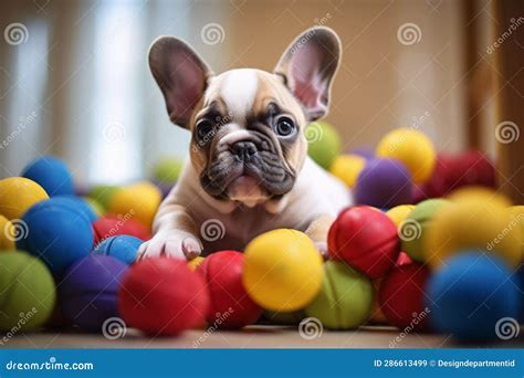 Cute Puppy Playing with His Toys in Living Room Stock Illustration ...