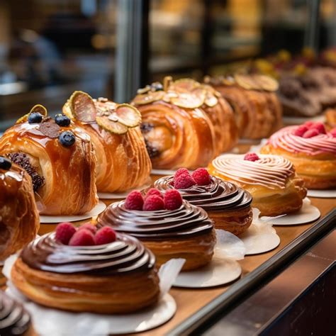 Premium AI Image | Many Different Types Of Pastries On Display In A Bakery