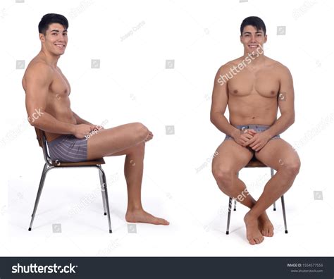 Naked Man Sitting Chair On White Stock Photo Edit Now 1554577559 Shutterstock