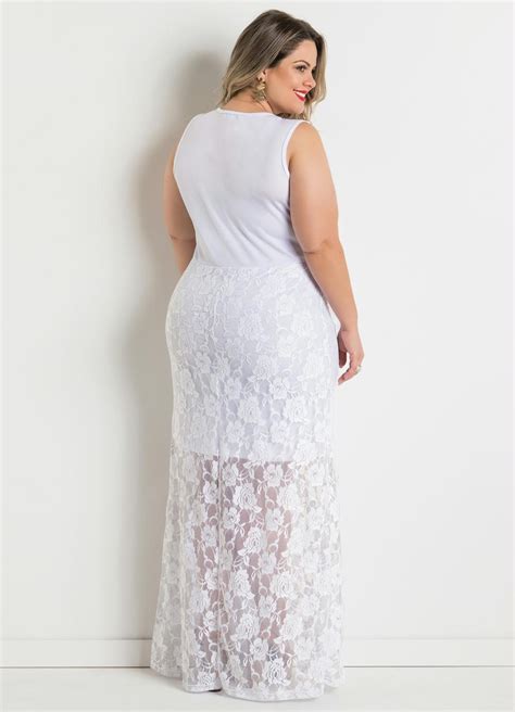 Vestido Longo Renda Branco Plus Size Marguerite Marguerite