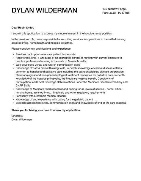 Hospice Nurse Cover Letter Velvet Jobs