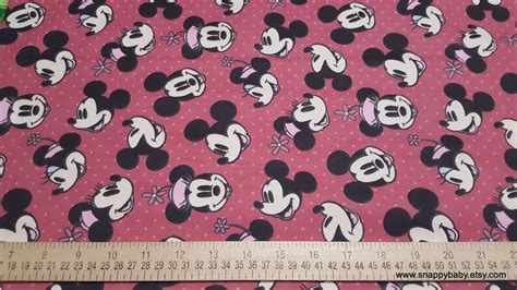 Character Flannel Fabric Disney Mickey And Minnie Head Toss Etsy