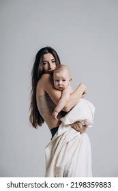 Naked Beautiful Woman Holding Baby Her Stock Photo Shutterstock