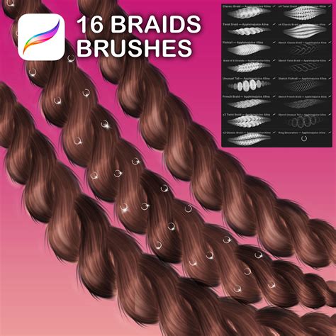 50 Procreate Braids Brushes Afro Braids Realistic Curls Brushes Hair