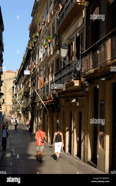 Street scene, old town of Donostia, San Sebastian, Basque country, Euskadi, Spain, Europe Stock ...