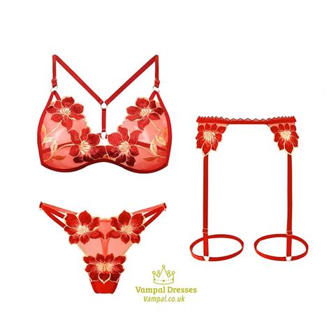 Wine Red Women Sy Lace Erotic Lingerie Suits Bra Garters Thongs Sets Women Embroidery Floral Bra