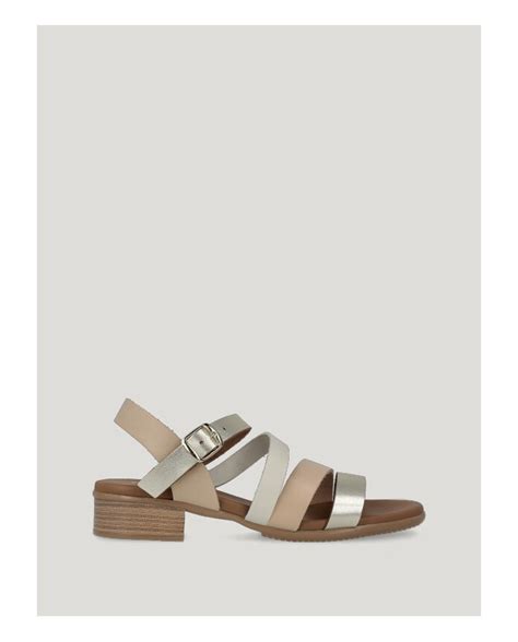 Sandalia De Piel Con Tacón Bajo Nude PAYMA