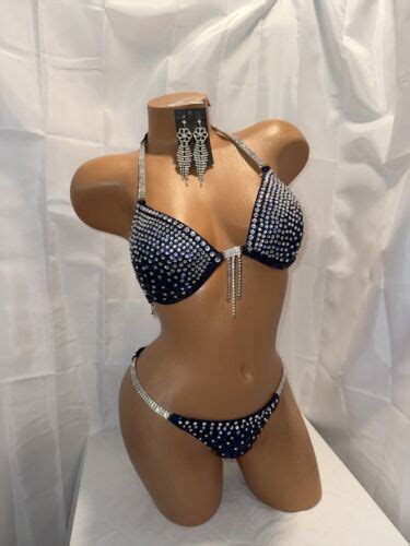 Competition Bikini Posing Suit Black Blue Hologram Brand New Never