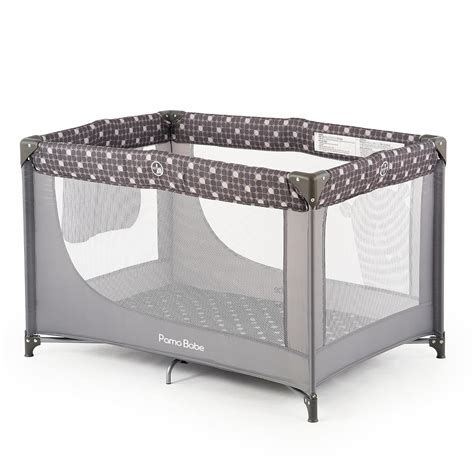 Amazon Pamo Babe Portable Crib Baby Playpen With Mattress And Carry Bag Grey Baby