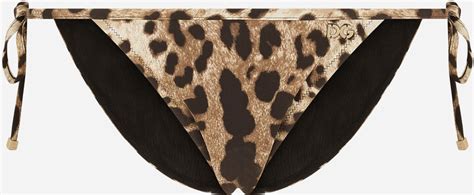 Dolce Gabbana Leopard Print String Bikini Bottoms Shopstyle Two Piece Swimsuits