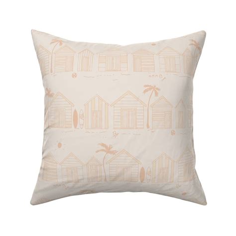 L Brighton Beach Huts Peach Pink Nude Fabric Spoonflower