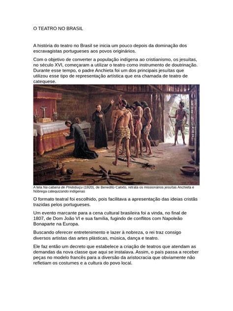 História do Teatro no Brasil: Raízes e Influências | PDF