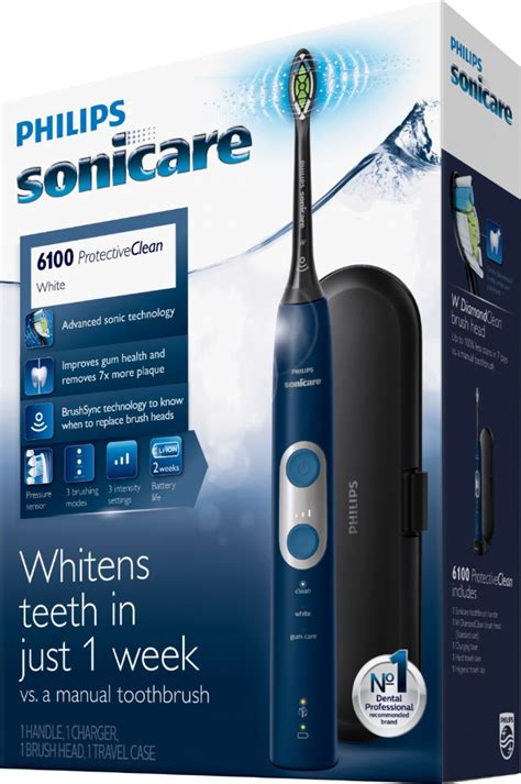 Philips Sonicare ProtectiveClean 6100 Rechargeable Toothbrush Navy Blue ...