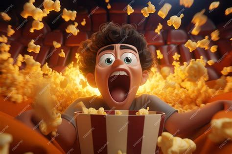 Premium Photo Comic Depiction Of A Person Spilling Popcorn In