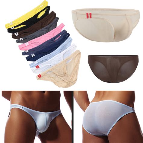 Ice Silk Men Bikini Briefs Bulge Boxers Underwear Thongs G String Swimwear M XL EBay