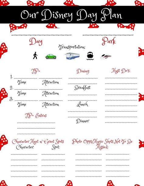 Disney World Planning Printables