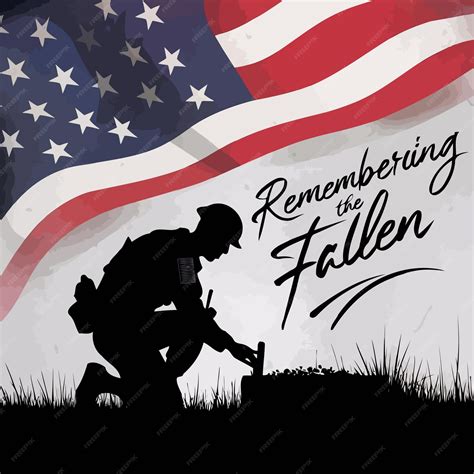 Premium Vector | Poignant image of a soldier paying respects stars and