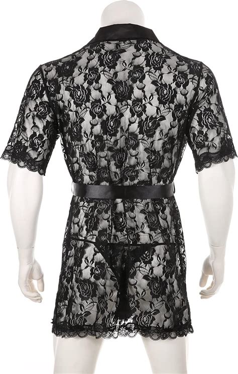 Buy MEOILCE Men S Sexy Lingerie Set Lace Transparent Bathrobe Perspective Temptation Naughty