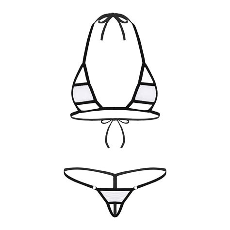 Femme Micro Bikini Sexy Maillots De Bain Mini Soutien Gorge Avec G String Ouvert Ebay