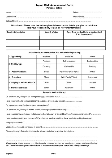 Travel Risk Assessment Form Fill Out Sign Online And Download Pdf Templateroller