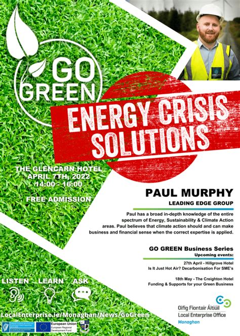 Go Green Energy Crisis Solutions Poster - Comhairle Contae Mhuineacháin