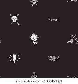 Rock Roll Seamless Pattern Guitars Sex Stock Vector Royalty Free