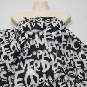 World Peace Text Print On Nylon Spandex Bikini Swimsuit Swimwear Fabric Fluky Fabrics Online