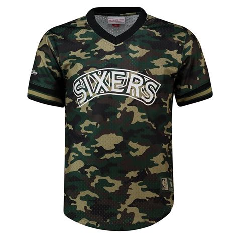 Mitchell And Ness Nba Philadelphia 76ers Mens Camo Mesh T Shirt