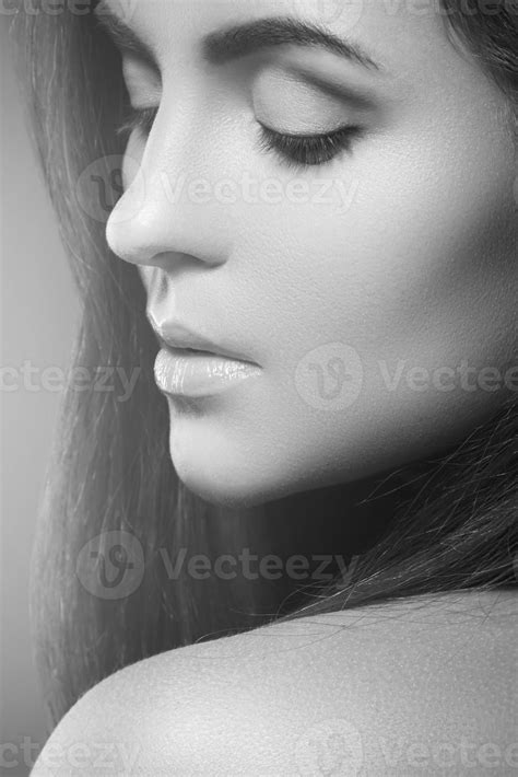 Portrait Of Beautiful Woman With Nude Make Up Stock Photo At Vecteezy