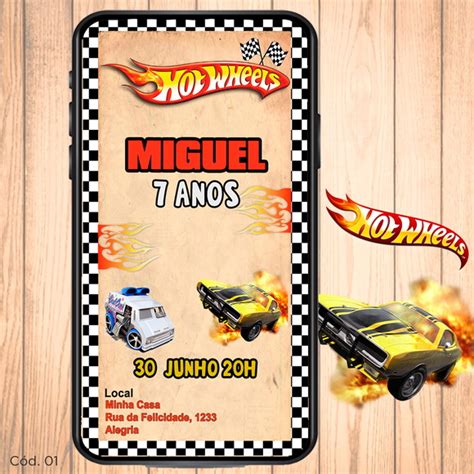 Convite Digital Aniversário Hot Wheels Elo7 Produtos Especiais