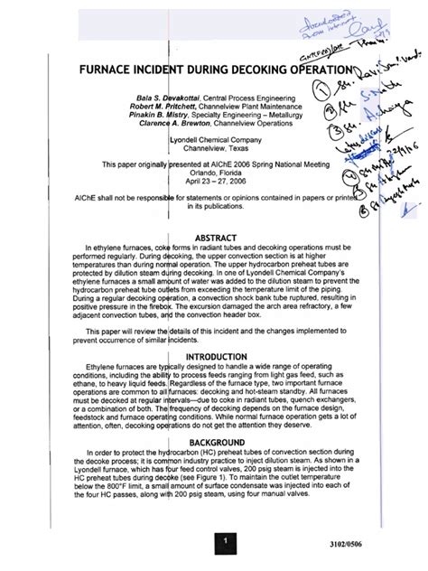 Furnace Incident During Decoking Download Free Pdf Fracture Furnace