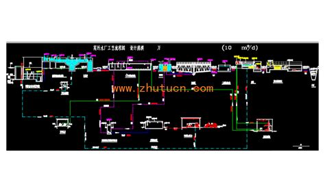 某污水厂工艺流程图高程图设计 工艺图纸 环保图纸 图纸 筑图网