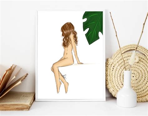 Just Naked Art Beach Wall Art Naked Art Illustration Naked Etsy