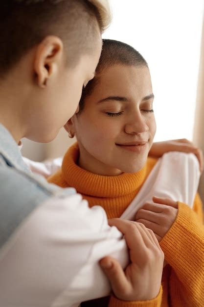 Premium Photo Closeup Portrait Of Lesbian Woman Couple Face To Face Feeling Love To Each Other